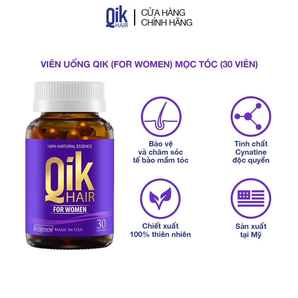 Viên uống QIK HAIR (cho Nữ) giảm rụng, mọc tóc chắc khỏe (30 viên)
