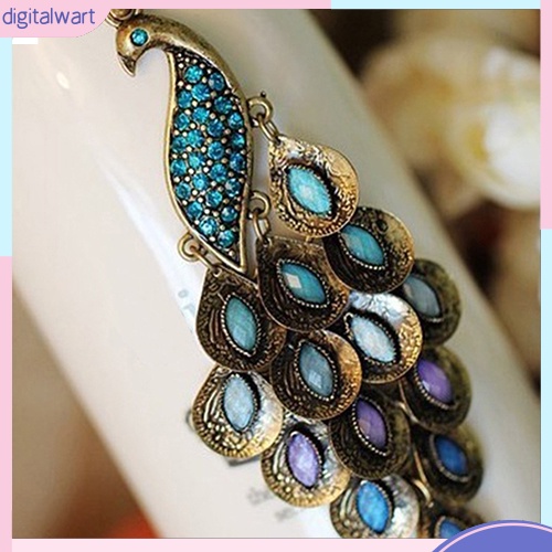 Dây chuyền mặt hình chim công đính đá quý nhân tạo bắt mắt dành cho nữ