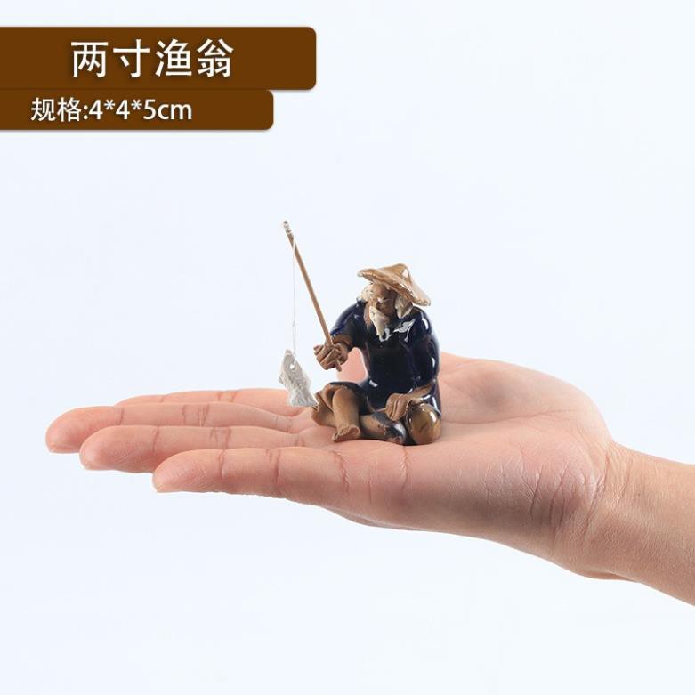 Ông lão câu cá trang trí tiểu cảnh, bonsai, bán cạn thủy sinh- tượng ông lão câu cá cỡ nhỏ trang trí thủy sinh tiểu cảnh