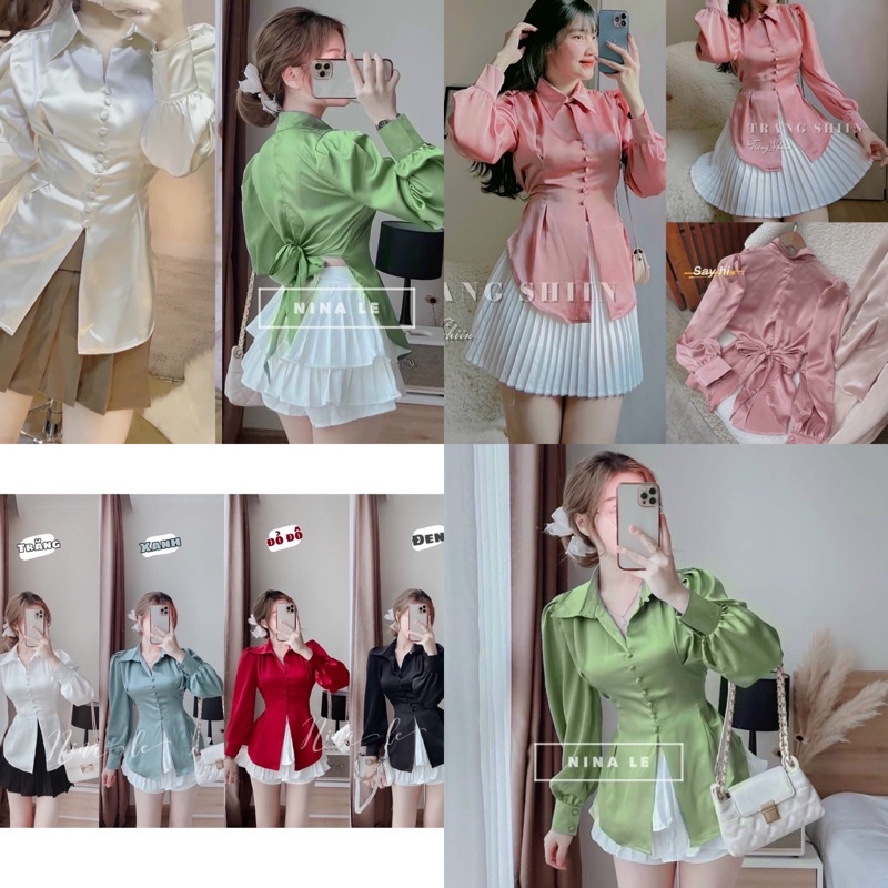 ÁO PEPLUM NÚT BỌC NƠ LƯNG (KÈM VIDEO HÌNH THẬT)
