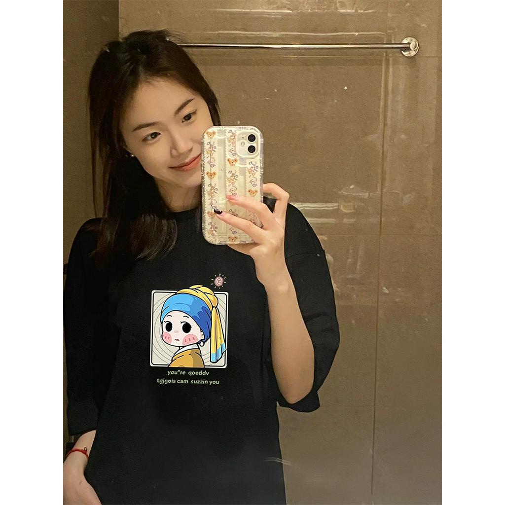 SELVZE Áo Thun Tay Ngắn Bằng cotton Tinh Khiết In Hình Thời Trang Cổ Điển Dễ Thương