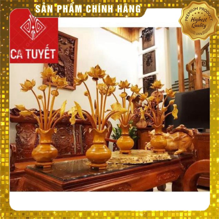 BÌNH HOA SEN LÀM BẰNG GỖ MÍT