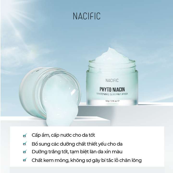 Hộp 50g mặt nạ ngủ dưỡng trắng Nacific Phyto Niacin Whitening Sleeping Mask