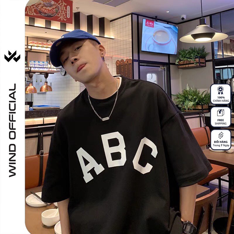 Áo thun tay lỡ Wind phông unisex ABC form rộng nam nữ oversize ulzzang