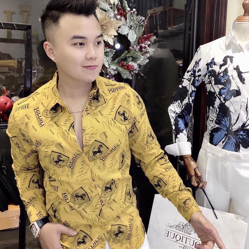 Áo sơ mi nam phối họa tiết khiên ngựa cực đẹp chuẩn thời trang hàng shop
