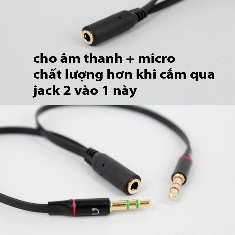 Cáp Gộp Micro + Âm Thanh vào 1 đầu 3.5mm Cho tai nghe để gọi thoại Za lo FB trên máy tính