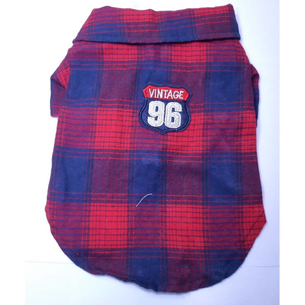 ÁO SƠ MI CHO THÚ CƯNG CHÓ MÈO In caro Thêu số 96 Chất liệu cotton mềm mại thoáng mát - Pet shop Uytinpro