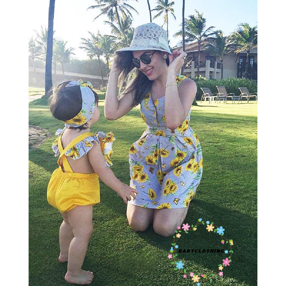 Set áo liền quần ngắn tay + băng đô dễ thương cho bé gái