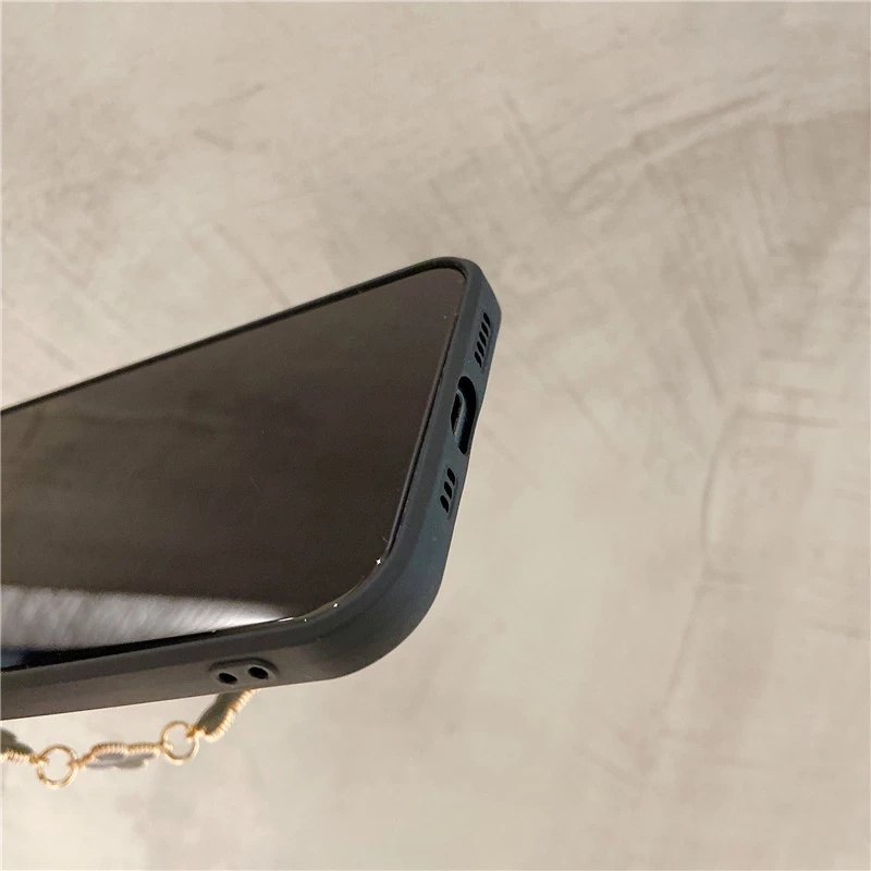 Đen Ốp Điện Thoại tpu Mềm Họa Tiết Hoa Có Dây Đeo Cho iphone 15 14 pro max 13 12 pro max 11 pro max xs max xr x 7 8 plus