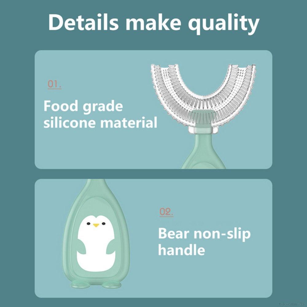 [Hàng mới về] Bàn chải đánh răng silicon hình chữ u cho bé 2-12 tuổi