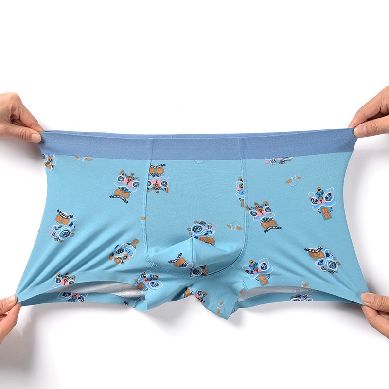 QUẦN LÓT NAM - BOXER Họa Tiết Dễ Thương - Vải Su Ép Xịn Không Đường May