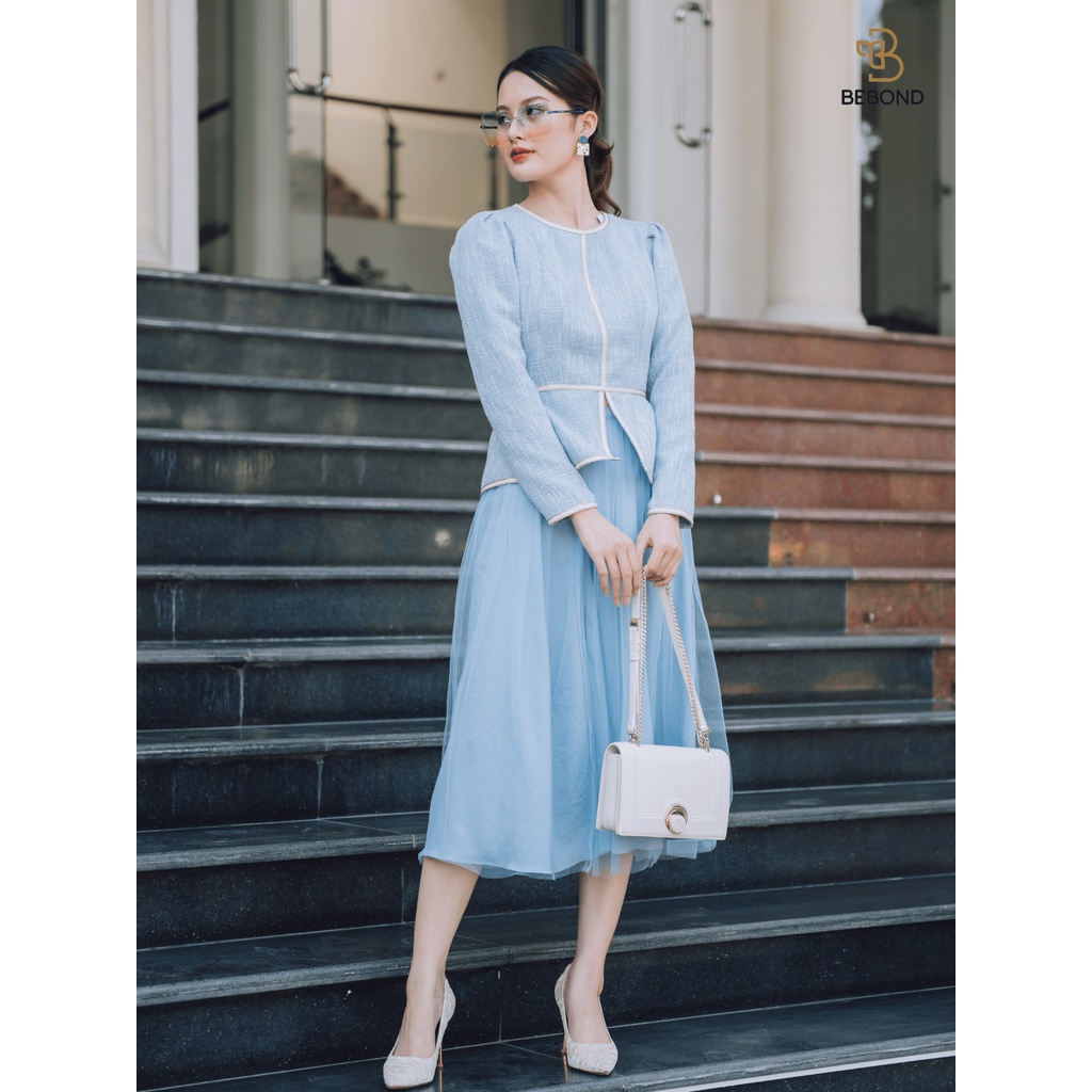 Set Áo Vest Chân Váy Nữ Màu Xanh BEBOND Kiểu Dáng Trẻ Trung Thanh Lịch Phong Cách Thời Trang Hàn Quốc BBS10 | BigBuy360 - bigbuy360.vn