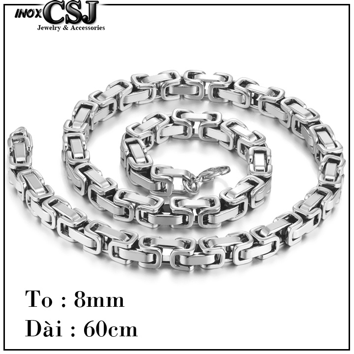 Sỉ dây chuyền nam inox kiểu dây sên 8mm sáng đẹp, không đen, thể hiện đẳng cấp phái mạnh