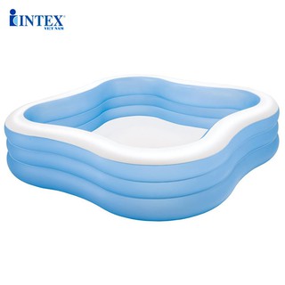 Bể bơi trẻ em hình vuông intex 57495, có 3 tầng dạng phao bơm hơi, an toàn cho bé - bảo hành 12 tháng