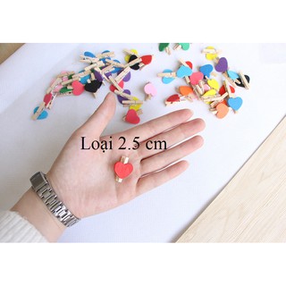 kẹp gỗ trái tim đủ màu sắc