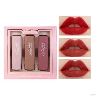 [Hàng mới về] Bộ 3 thỏi son lì kháng nước lì mịn mượt như nhung màu sắc thời trang