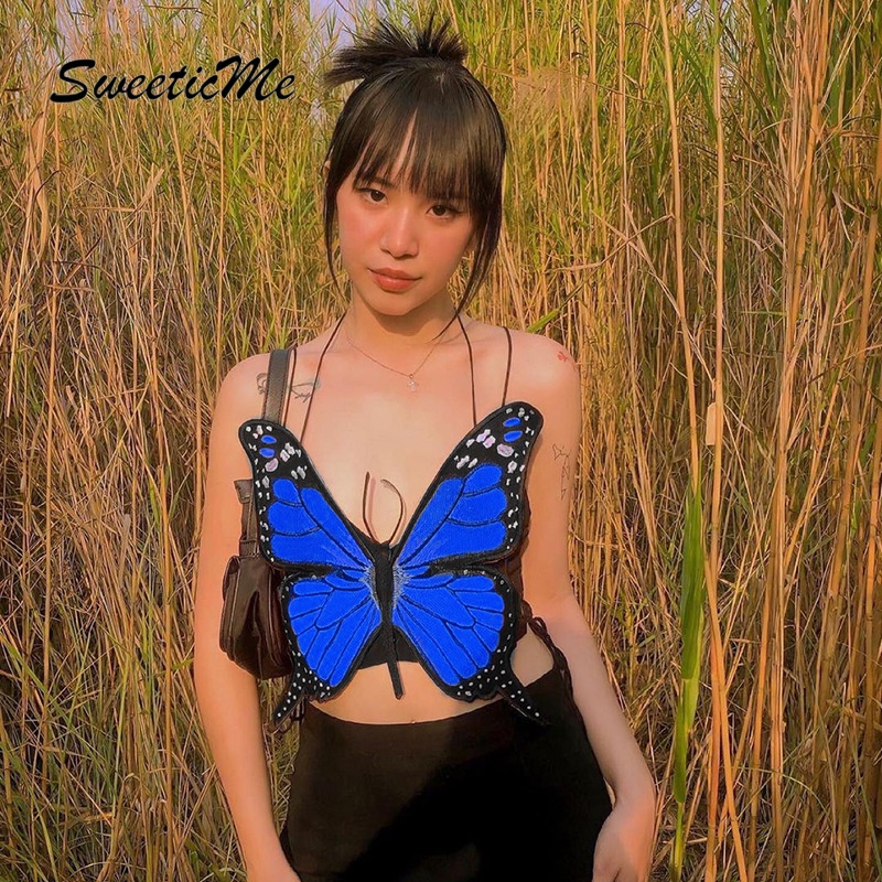 Áo hai dây cổ chữ V thêu hình bướm mới 2022 | BigBuy360 - bigbuy360.vn