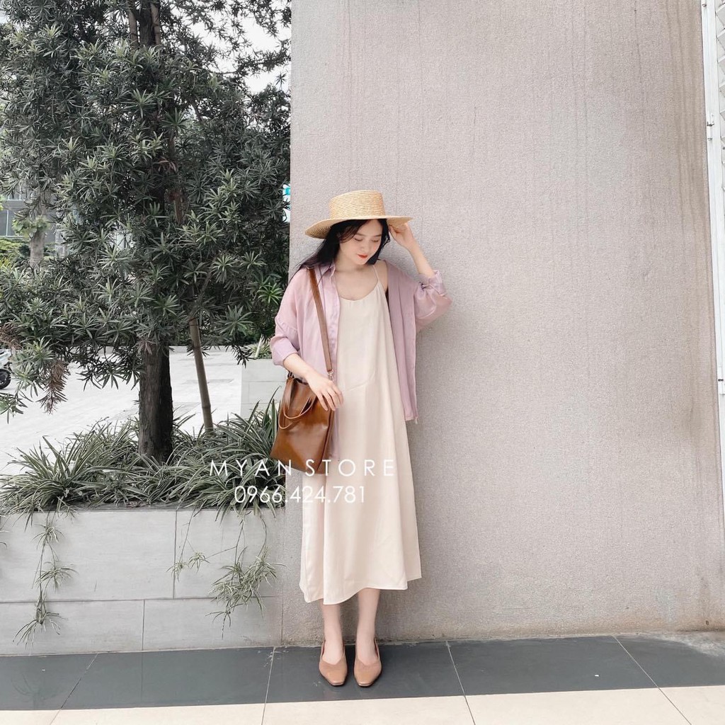 Sét 2 Món Áo Sơ Mi Khoác Thụng Mix Váy Maxi 2 Dây Xuông - TT105051 | BigBuy360 - bigbuy360.vn