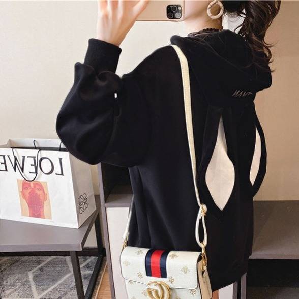 Áo Thun Sweater Dày Gắn Tai Thỏ Kiểu Hàn Quốc Thời Trang Mùa Đông Cho Học Sinh