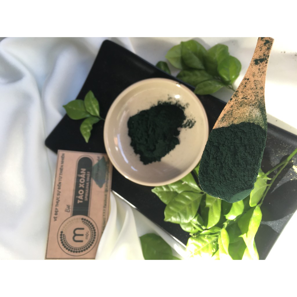 Bột tảo xoắn spirulina Nhật Bản đắp mặt nạ MỘC - chống oxy hóa ngăn ngừa mụn mờ nếp nhăn túi 30g chai 100/200ml handmade