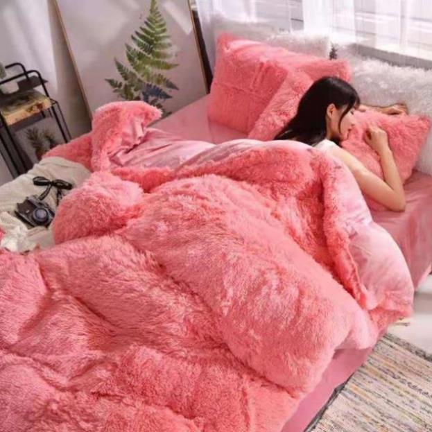 Bộ Chăn Ga Nỉ Lông Tim Mềm Mịn