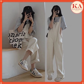 Yếm quần be sữa KA dáng suông dài phong cách Hàn Quốc Ulzzang màu pastel trendy