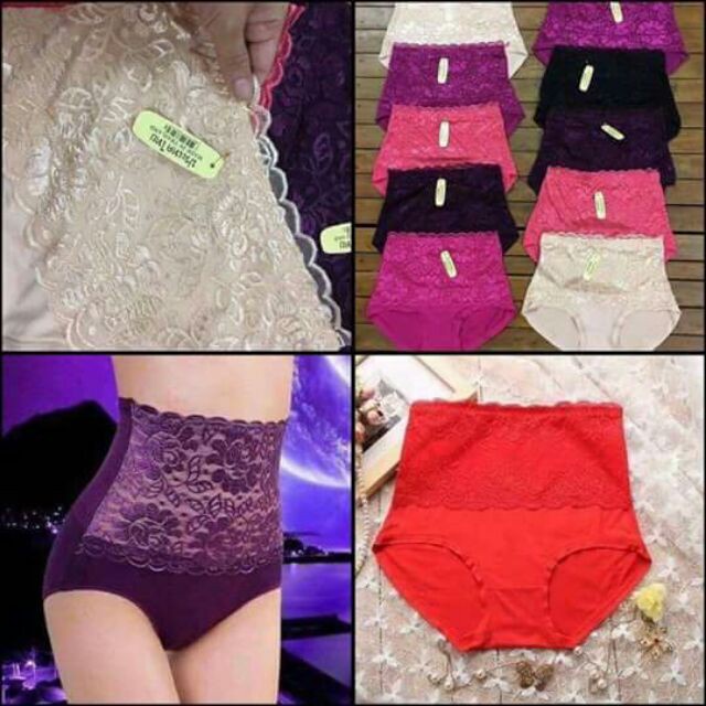 Set 5 Quần Lót Nữ Cỡ Đại(60-72kg) Cạp Cao Kèm Gen Bụng Ren Cotton Mềm Mại