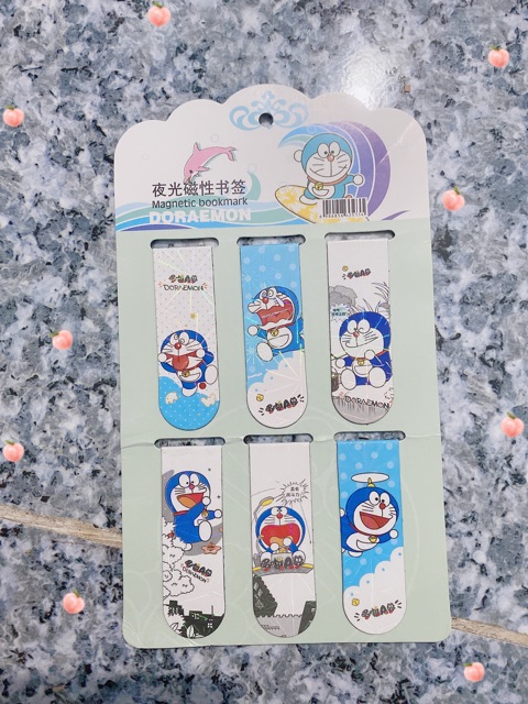 Set Bookmark đánh dấu trang sách nam châm hình Doraemon (set 6 cái)