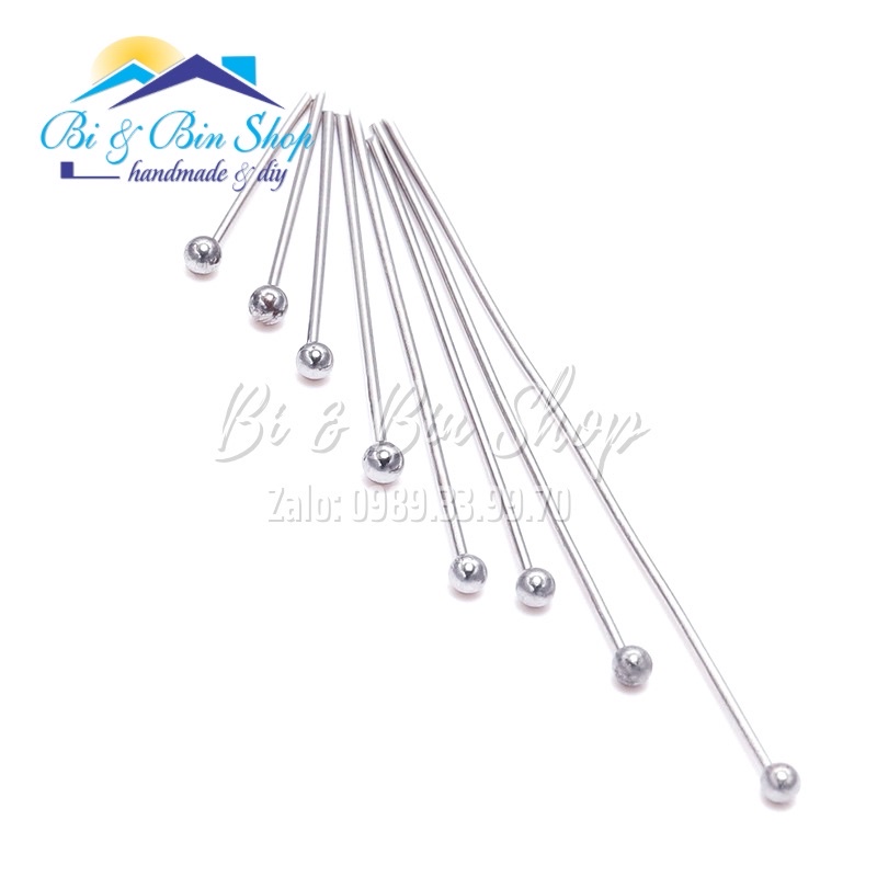 20 Cái Đinh Xỏ Inox Đế Hạt Tròn Dùng Làm Trang Sức Handmade