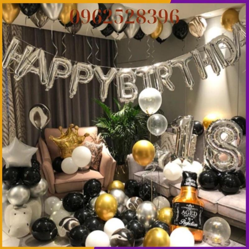 FREESHIP - Set Bóng Trang Trí Sinh Nhật Người Lớn Ơ Tặng Bơm + Keo }