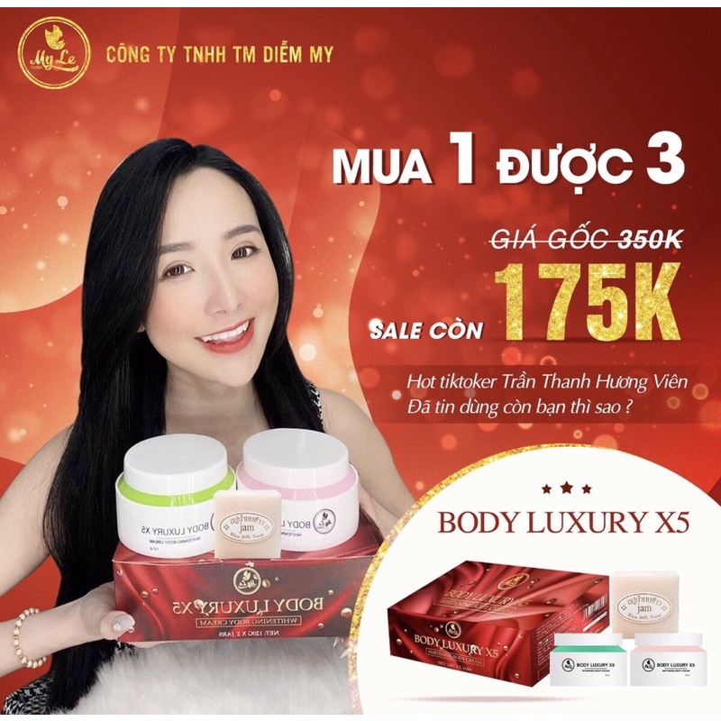 [ MUA 1 TẶNG 3 ] KEM BODY LUXURY X5 DƯỠNG DA TRẮNG MỊN SIÊU TRẮNG + TẶNG XÀ BÔNG TẮM TRẮNG