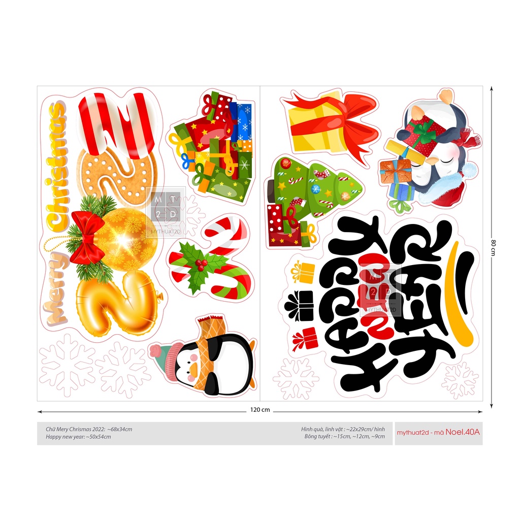 Decal trang trí Noel dán kính, tường - Decal Giáng sinh Năm mới - mã Noel.40
