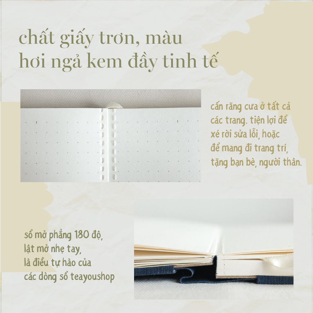 Sổ tay ruột dot cao cấp Dreams Come True 160 GSM  6 màu bìa vải linen | teayoushop