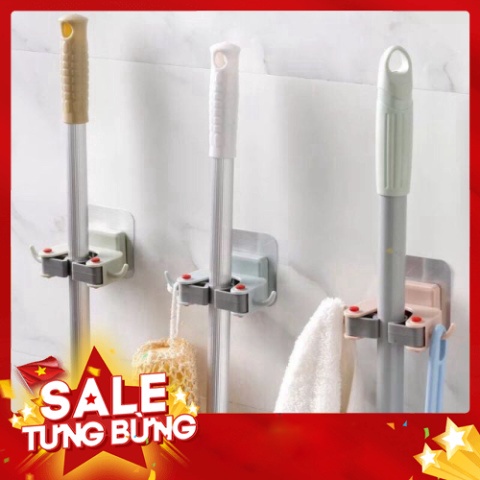 Miếng Dính Treo Chổi - Móc Treo Kẹp Giữ Chổi Cọ Dán Tường, Treo Cây Lau Nhà