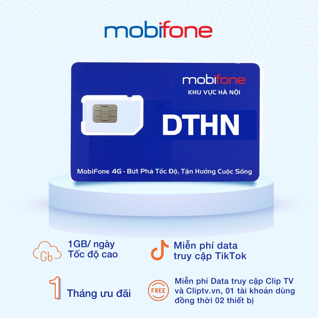 Siêu sim 4G Mobifone Hà Nội DTHN 30GB/tháng, data tốc độ cao, FREE data truy cập tiktok - Siêu sim