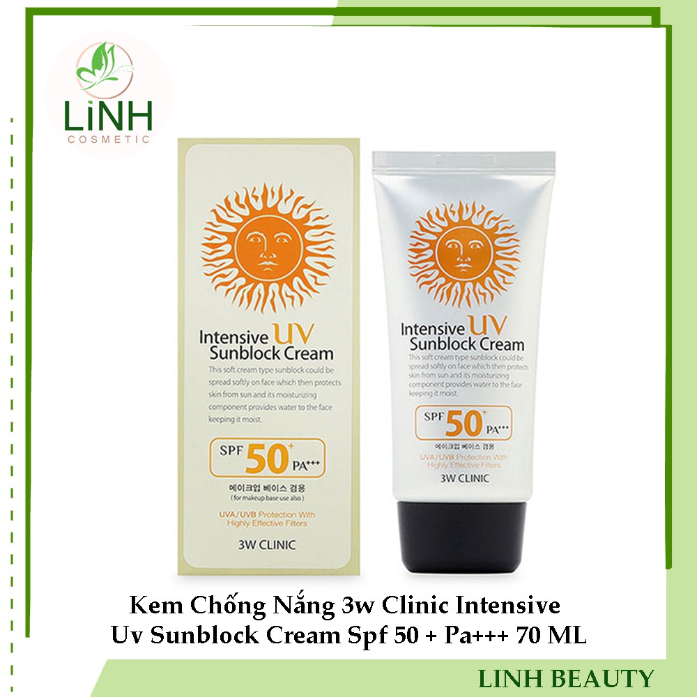 Kem Chống Nắng 3w Clinic Intensive Uv Sunblock Cream Spf 50 + Pa+++ 70 ML