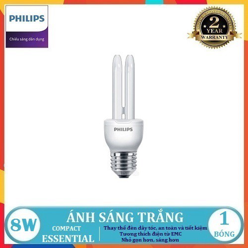 BÓNG ĐÈN HUỲNH QUANG COMPACT PHILIPS ESSENTIAL 8W - 18W - 23W E27 ( TIẾT KIỆM ĐIỆN - 2 ÁNH SÁNG LỰA CHỌN TRẮNG VÀ VÀNG )