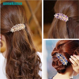 U●Kẹp Tóc Hình Chiếc Lá Đính Hạt Lấp Lánh