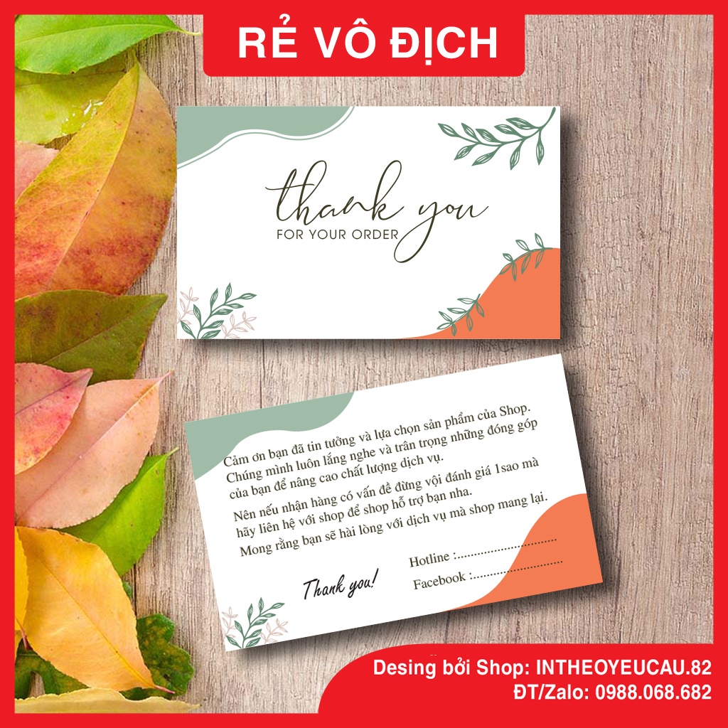 Card Cảm ơn, Thiệp cảm ơn khách hàng, Card Thank you, Card virit (Com bo 100 cái cả hộp) Giá Rẻ