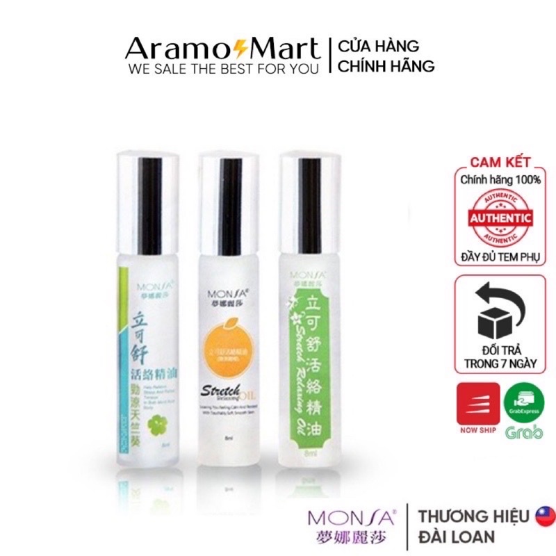 Dầu Lăn Thư Giản Monsa Stretch Relaxing Oil – Đài Loan 8ml/chai đủ 3 mùi ＊AramoMart＊