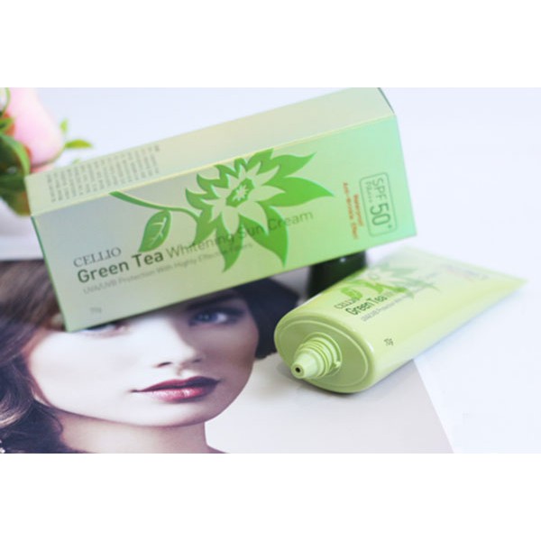 [HÀNG VỀ] Kem chống nắng trà xanh Cellio Green Tea Whitening Sun Cream SPF 50+