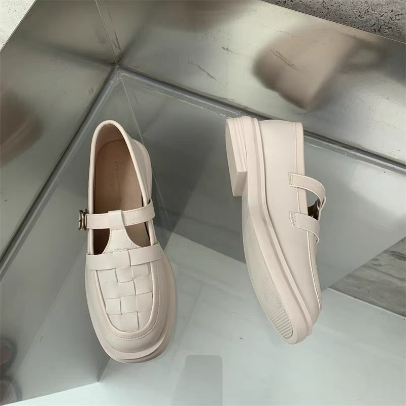 Giày oxford moca quai đan phong cách vintage