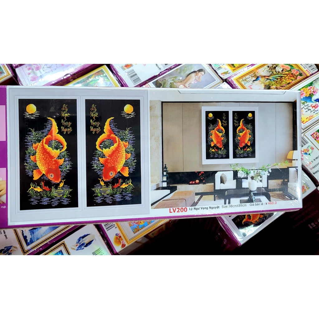 TRANH THÊU KÍN, THÊU 3D VŨ ĐIỆU SONG NGƯ E200 , MN0174