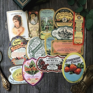 Sticker nhãn hiệu dán chai thủy tinh cổ điển vintage Junk Journal