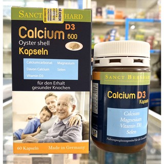 (Chính hãng)- CALCIUM D3 600 Oyster shell Kapseln/ CANXI D3 - Chống loãng xương (Hộp 60 viên)- Nhập khẩu Đức.