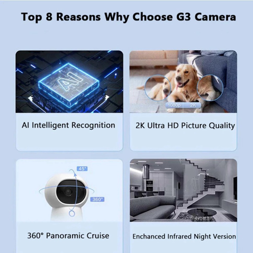 Camera thông minh Aqara G3 bản Quốc Tế  - Camera Xoay 360 độ nét 2K, Nhận diện cử chỉ, tương thích Apple HomeKit