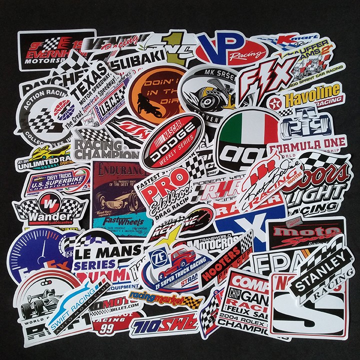 Bộ Sticker dán cao cấp chủ đề RACING - Dùng dán Xe, dán mũ bảo hiểm, dán Laptop...