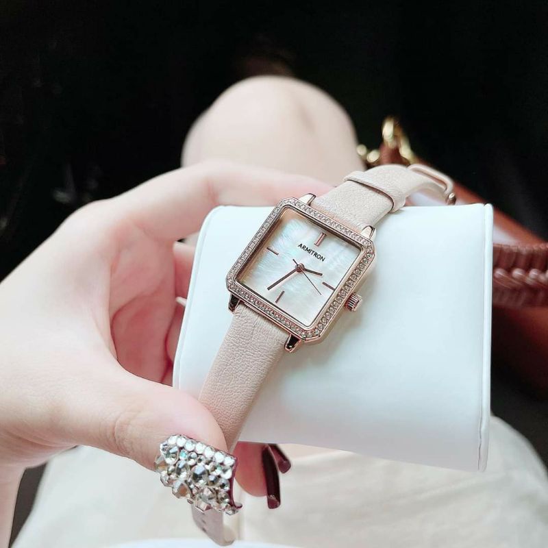 Đồng hồ nữ Armitron 75/5597RMRGBH hồng nude và đen size 26,5mm