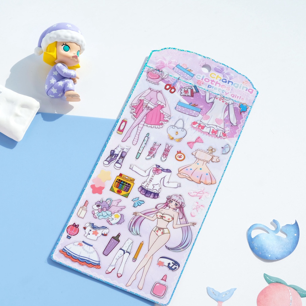 Peach 1Pcs NEKONI Girl change drag party sticker Journal Scrapbook Decor Sticker