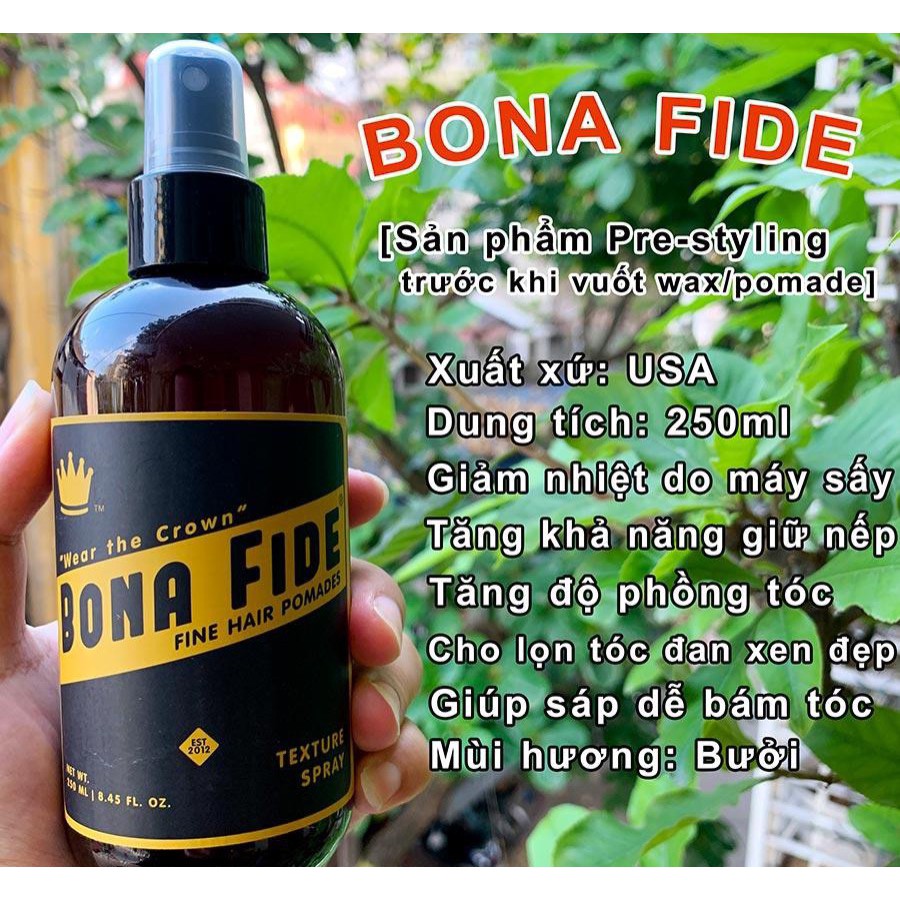 Xịt giữ nếp Bona Fide Texture Spray pre-styling 250ml ( New 2020)